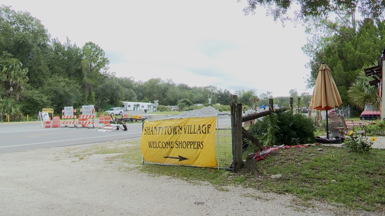Shantytown Village owner concerned Pellicer Creek bridge construction is impacting business — First Coast News Local, Crystal Business news