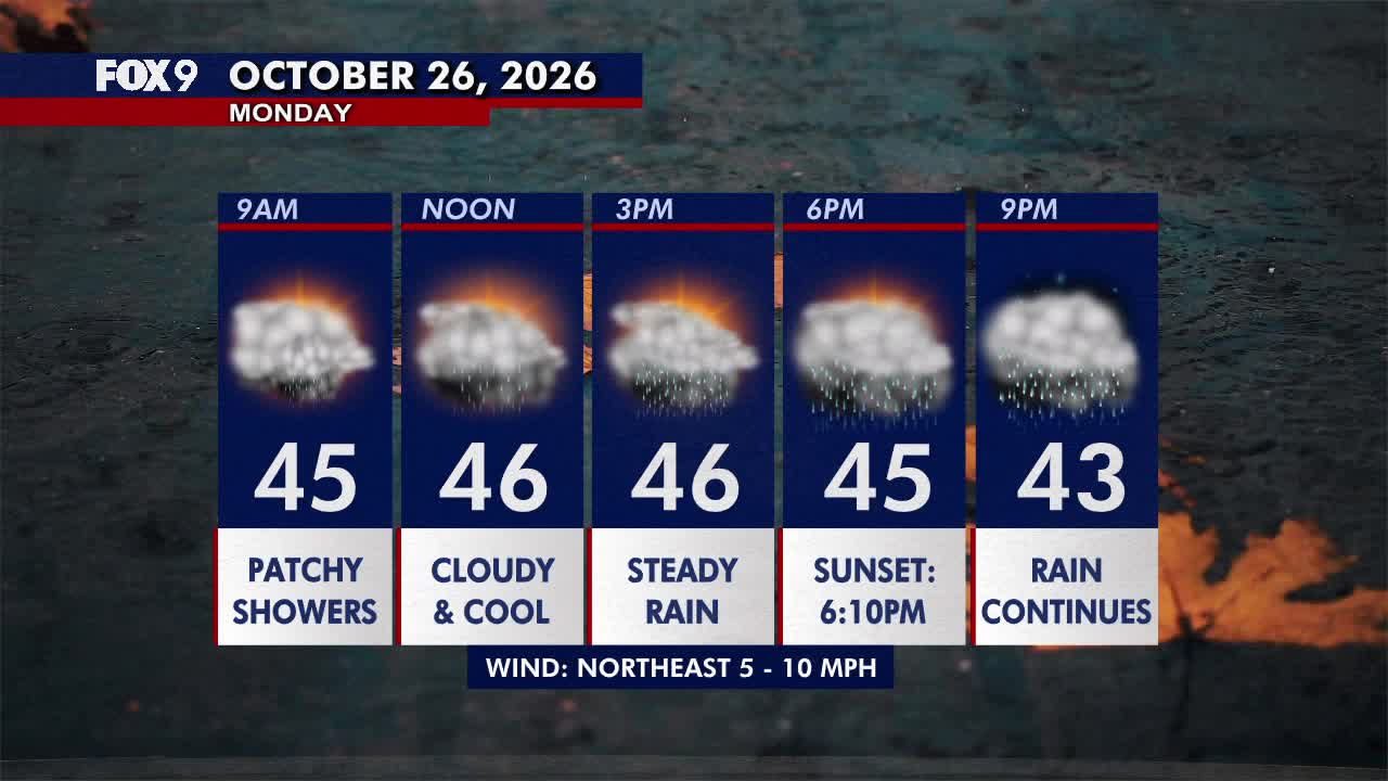 Minnesota weather: Wet, cloudy and cool Monday — FOX 9, Crystal Community news