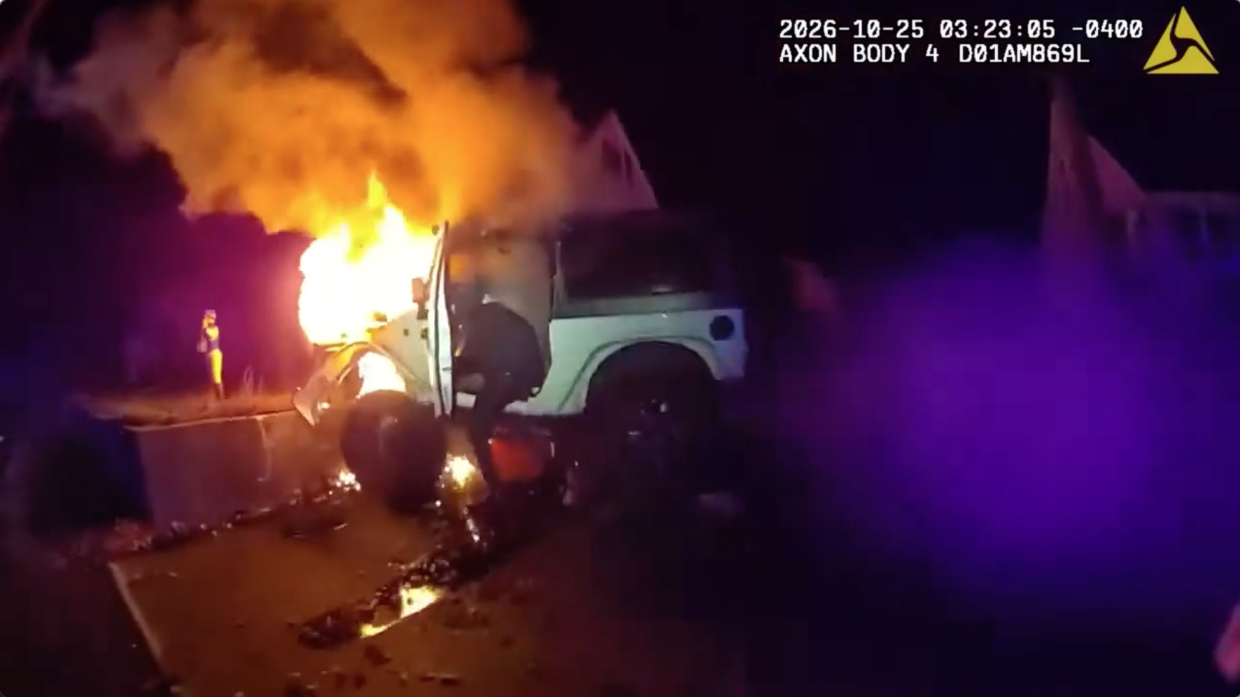 Bodycam video shows police rescuing man from burning Jeep after crash; driver facing multiple charges — FOX 9, Crystal Community news