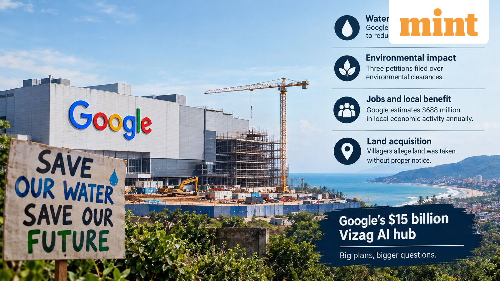 Google defends $15 billion Vizag AI hub as water fears, land disputes and protests put project under scrutiny — Mint India, Crystal Technology news